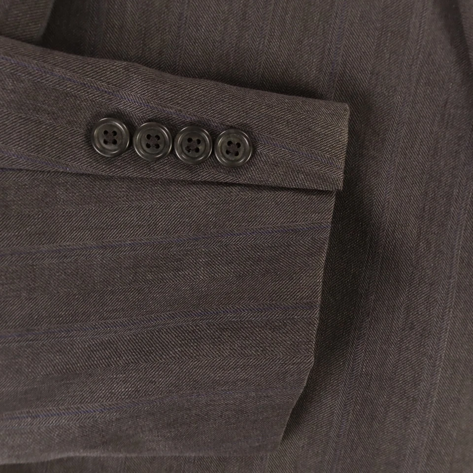 Chaqueta Perry Ellis XL Gris Marrón Azul Rayas Espiga 100% Lana EE. UU. 46R Foto 4 de 4