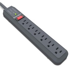 15ft Power Strip Surge Protector 6 Outlets 540 Joules Surge Protection Gray