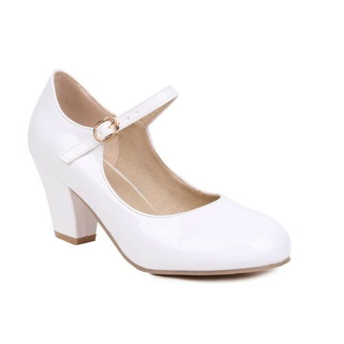 Women's Chunky Heel Ankle Strap Shoes Ladies Court Pump Mary Jane Office Sandals - Picture 10 of 32