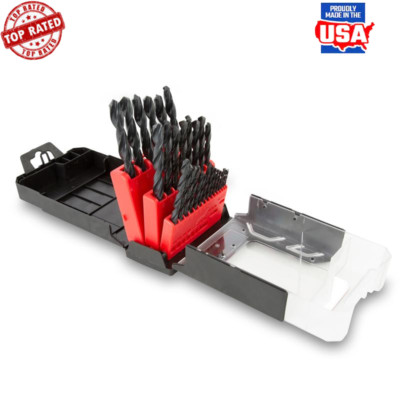 29 Piece Black Oxide Drill Bit Set Durable Bits Organized Case Rust Resistant US