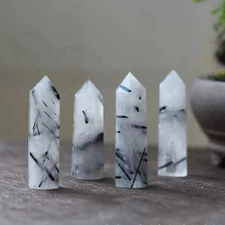 10pcs 5-6cm Natural Black Tourmaline Quartz Rutilated Crystal Point Wand Healing