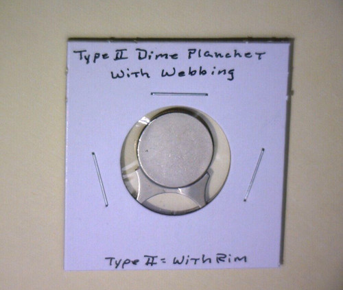 ROOSEVELT DIME PLANCHET "TYPE 2" WITH WEBBING INCLUDED US ERROR Coin