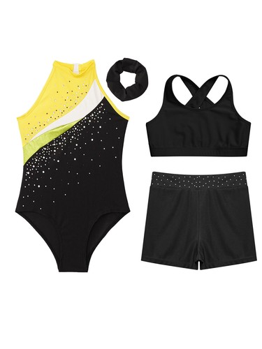 Kids Girls Outfit Sleeveless Dancewear Athletic Bodysuit Figure Ice Skating Gym - Picture 72 of 82