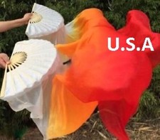 FREE CASE Belly Dance Silk Fan Veils 100 1.8m Top Quality USA Store