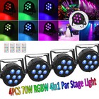 4PCS RGBW 7 LED Stage Light DMX Par Can Uplighter Lighting Effect DJ Disco Party