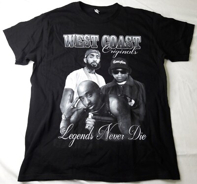 Men s ALSTYLE  Legends Never Die  Tupac Black Short Sleeve T-Shirt (L)