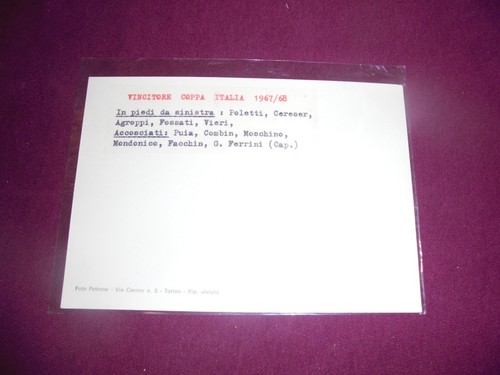 CARTOLINA TORINO CALCIO VINCITORE COPPA ITALIA 1967/68 - FOTO PETRONE - Picture 2 of 2