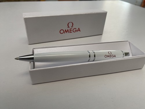 Omega Watches Rare Ballpoint White/Red Pen With Box