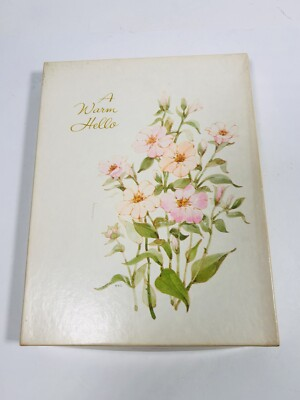 #ad Vintage American Greetings Stationary Set Floral “A Warm Hello” Decorated Sheets $10.56