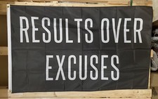 Motivation Flag FREE SHIP Results Over Excuses Mental Strength USA Sign 3x5  