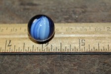 Vintage Glass Marble Cobalt Blue and White Shooter