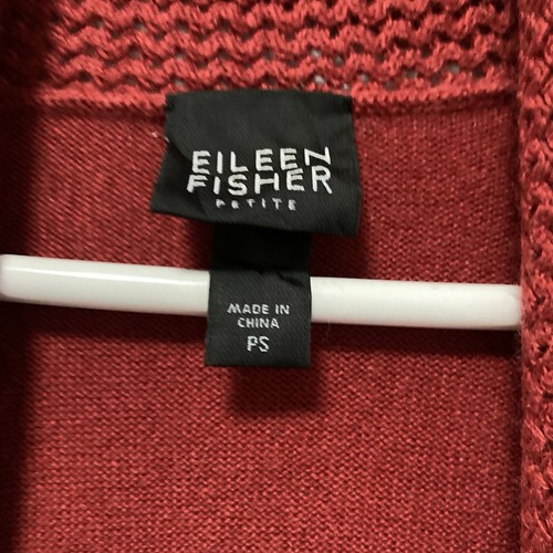 Eileen Fisher Red Short Sleeve Silk Cashmere Open Front Lonf Cardigan Sz PS NWOT - Imagen 6 de 13