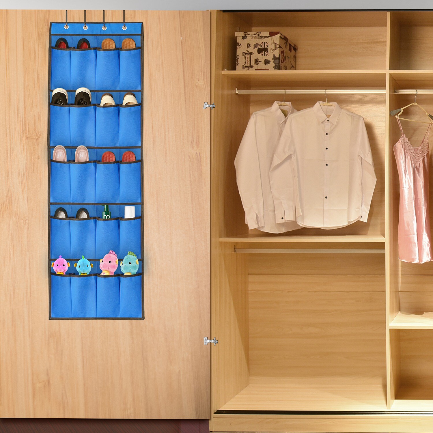 Over The Door Shoe Rack Organizer 20 Large Pocket Fabric Hanging Shoe for Closet eBay
