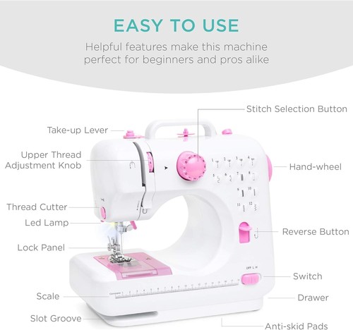 Beginners Portable Sewing Machine - Includes 42-Piece Kit & Carrying Handle - Picture 6 of 9