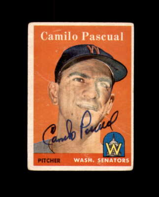 Camilo Pascual Signed 1958 Topps Washington Senators Autograph