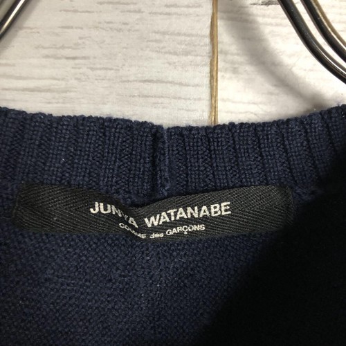 Junya Watanabe Comme Des Garcons Poncho knit Wool Navy Used Women Free Size JP - Picture 6 of 6