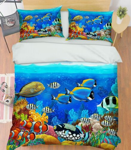 3D Beautiful Fish 55 Bed Pillowcases Quilt Duvet Cover Set Single Queen King AU