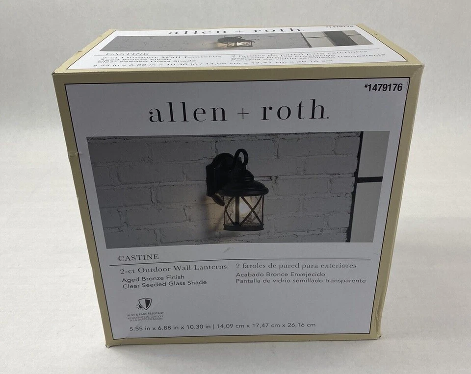 Уличные настенные фонари Allen Roth No1479176 состаренная бронзовая отделка 2 карата - Изображение 2 из 4