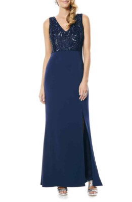 New Laundry By Shelli Segal Sequin Crepe Gown  Sz 10   $198  *469 