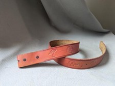 vintage TOOLED buckle belt MUSHROOM leather 28 brown WESTERN cowhide handcrafted
