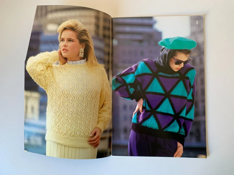 Patons Vintage Knitting Pattern Book 312 Womens 80s Colourful Graphic Jumpers - image 3 of 4