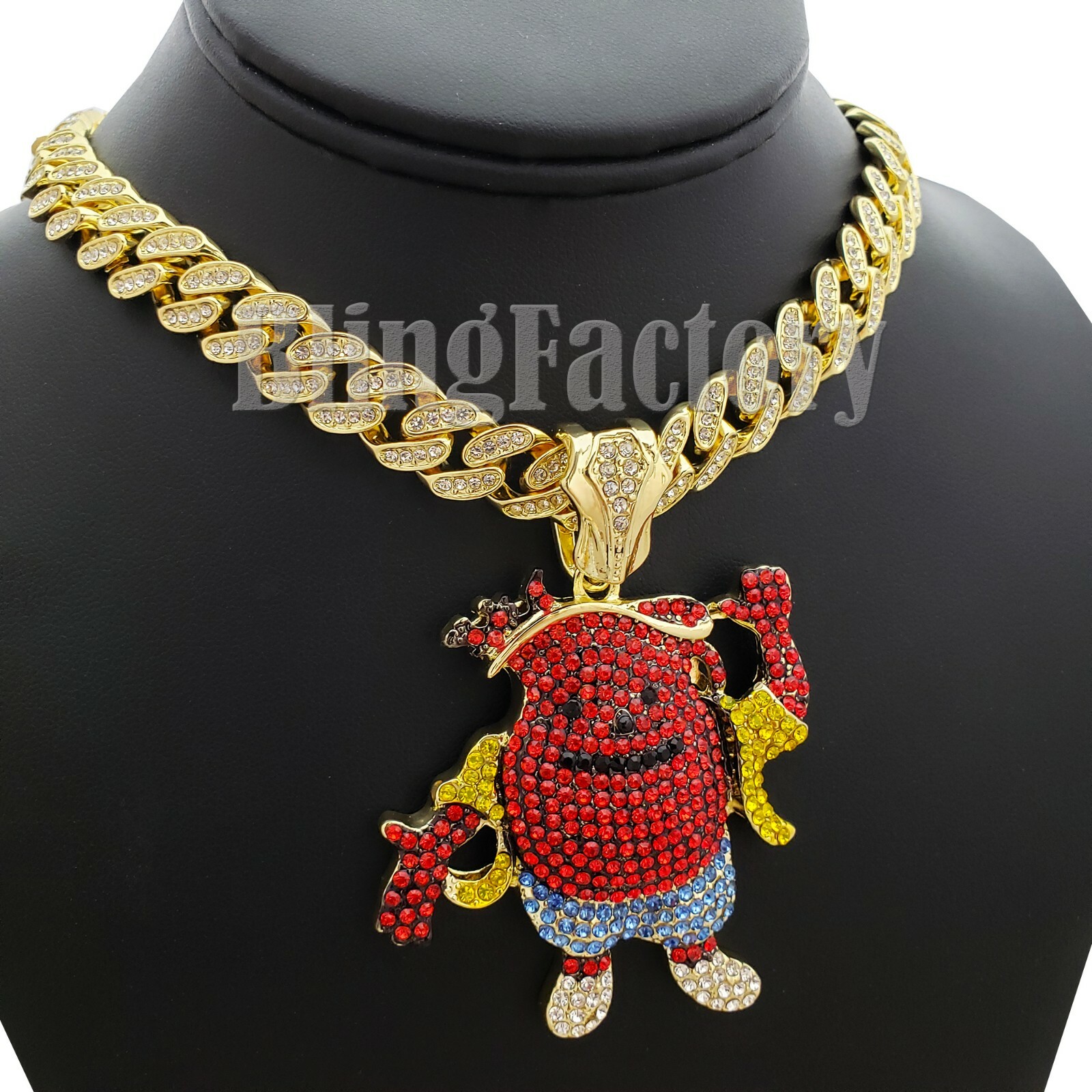 Kool Aid Chain Hip Hop Iced Gold PT KOOL AID MAN & 18