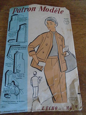 Patron De Couture Ancien Echo De La Mode Années 60 - Taille 44, Patron Découpé Complet
