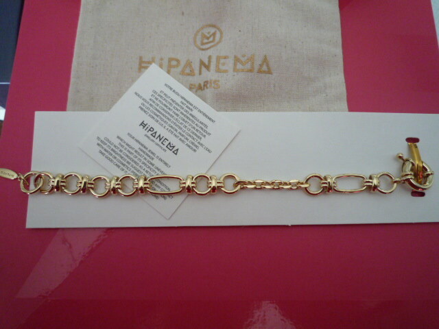 Bracelet gourmette Hipanema doré neuf sous pochon griffe, idée cadeau femme