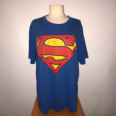 Vintage 90s SUPERMAN LOGO T SHIRT DC Comics 1990s Worn Faded