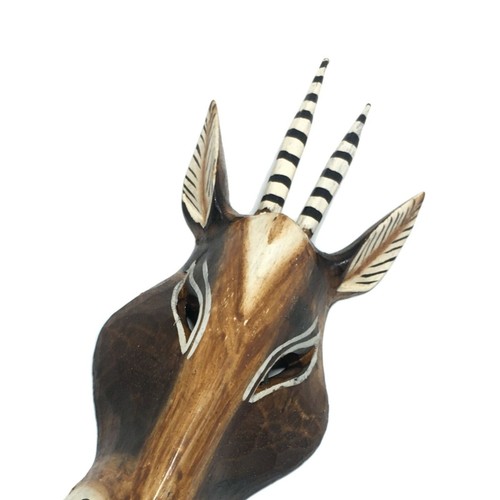 Antelope Safari Jungle Wood Mask African Wall Art Hanging 10 inch Hand Carved