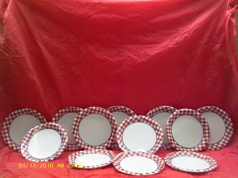 Wholesale lots of 12 Gingham Fum paper plates - Image 2 of 3