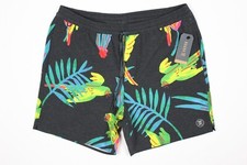 Roark Men's Shorey Macaw Swim Board Shorts Elastic Jamie Thomas Black RB410