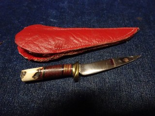 Orig Vintage Hand Made Fixed Blade Knife "Mike Silvey # 857" With Sheath