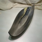 Peltrina #A062 Pewter Leaf Boat Dish Handmade Sand Blasted Finish 16x6x3 Decor