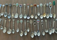 VTG Lot 34 Souvenir Collector Spoons States Travel Mixed Silverplate Stainless