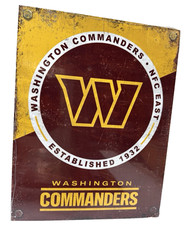 Washington Commanders Two Tone Tin Sign wall decor 12.5" x 16" Made in USA