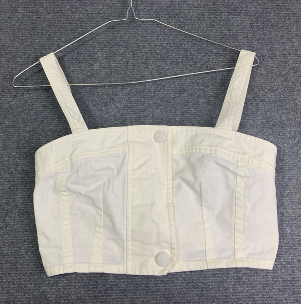 OROTON Antique White Cotton Linen Crop Corset Tank Top Bustier AU 6