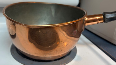 Revere Solid Copper Pot with a black Wooden Handle w/Ring for Hanging Up no lid