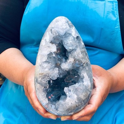 6LB Natural Blue Crystal Cave Quartz Crystal Mineral Specimen Reiki Healing