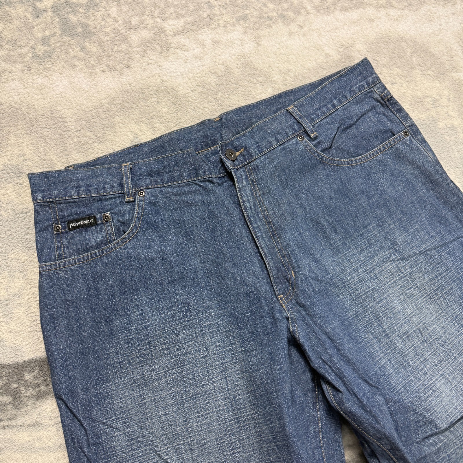 Vintage Yves Saint Laurent YSL 2000's Y2K Blue Denim Baggy Size 38 x 32 Jeans image 7
