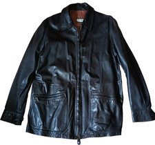 Vintage Armani Collezioni Mens Lambskin Leather Dark Brown Jacket Coat