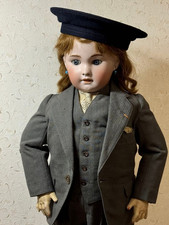Antique SFBJ Jumeau Bisque Doll 24.4” with Formal boy’s suit & hat 62cm Me