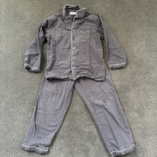 Petite Plume Kids Pajama Set Gray Cotton Size 10 Button Front