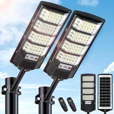 2 Pack Solar Street Lights Outdoor Waterproof 20000LM 6500K LED Solar Motion ...
