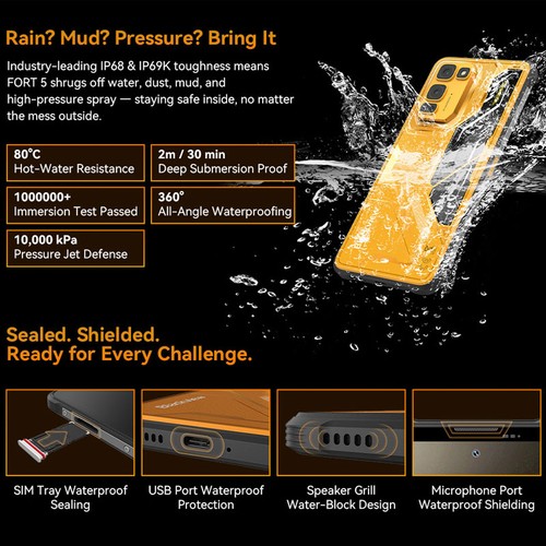 Global Blackview FORT 5 4G AI Slim Rugged Phone Android 16 Builder 108MP Mobile