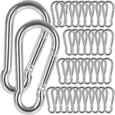 60Pack 2â€ Spring Snap Hooks Galvanized Steel Small M5 Carabiner Clips Keychai