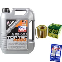 Mann Inspektionspaket 5L Liqui Moly Top Tec 5W-30 FüR VW Polo 1.2 12V Fox Skoda