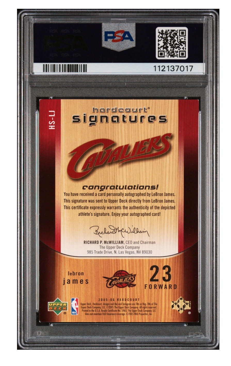 2005-06 Upper Deck Hardcourt - Signatures LeBron James #HS-LJ PSA AUTH AUTO 10 view 2