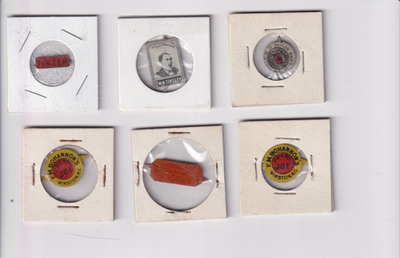 tobacco tin tags LOT OF 6 NICE TIN TOBACCO TAGS ONE MONEY W.H.Tinsley,Finzer ect