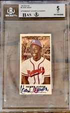 1954 Hank Henry Aaron Johnston Cookies #5 Signed Rookie RC BECKETT BVG 5 AUTO 9